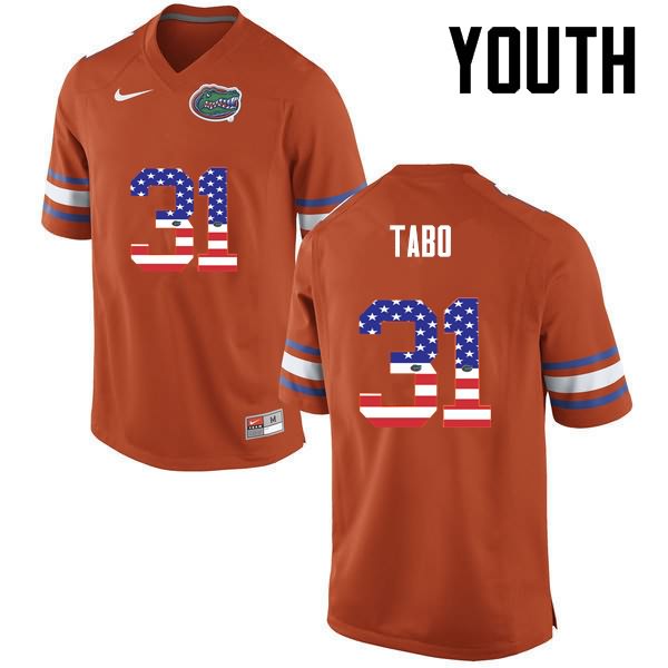 NCAA Florida Gators Teez Tabor Youth #31 USA Flag Fashion Nike Orange Stitched Authentic College Football Jersey HHB5364AX